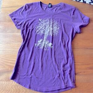 Anvil Missoula Montana tree animals Purple Graphic Tee shirt ladies medium M